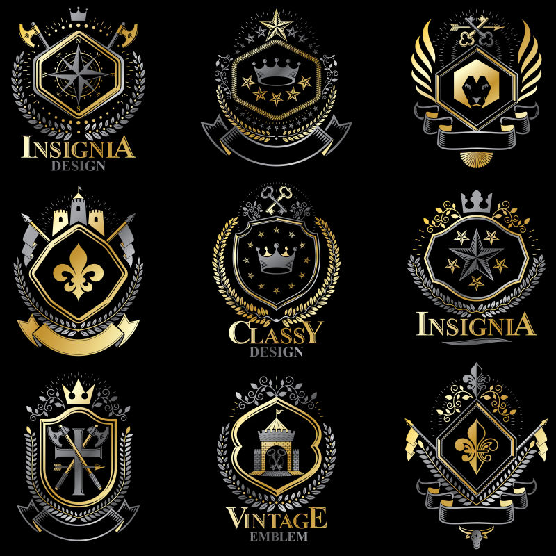 抽象矢量复古红色徽章设计