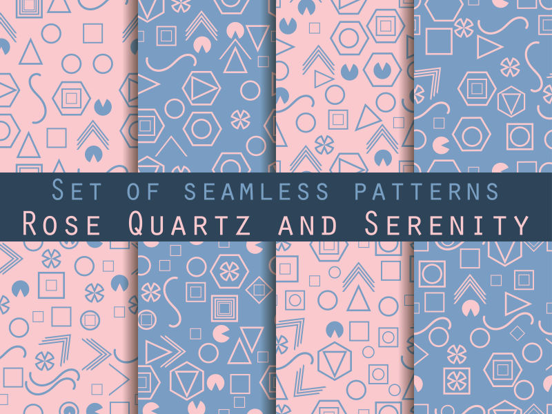 矢量粉色蓝色图形无缝装饰背景