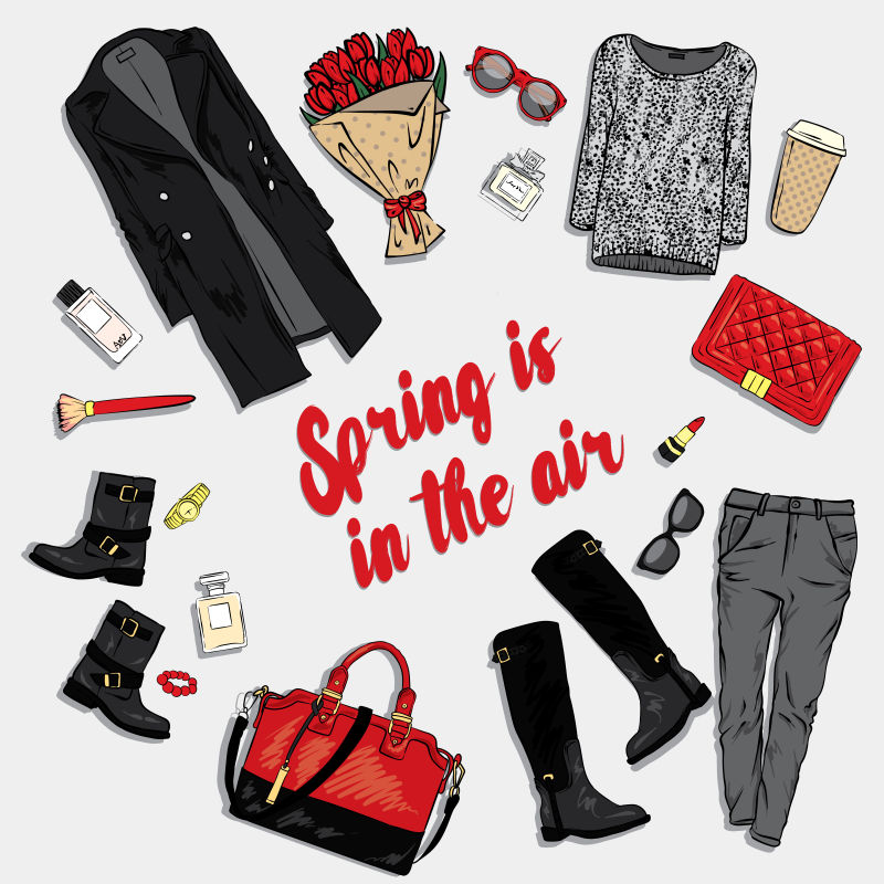 创意女性时装的矢量设计插图