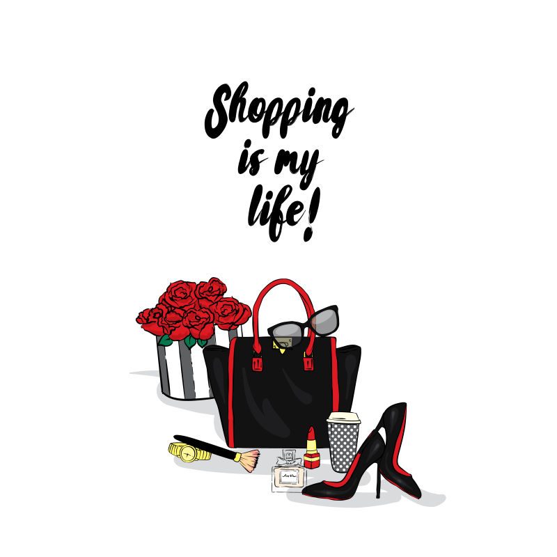 创意矢量时尚的购物概念插图