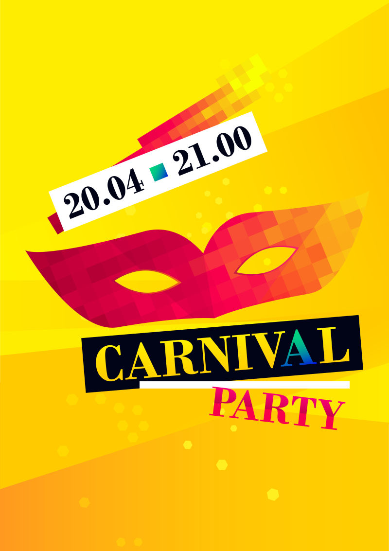 创意矢量彩色面具元素的平面狂欢节海报设计
