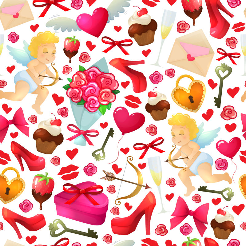 创意矢量情人节主题的设计图标背景