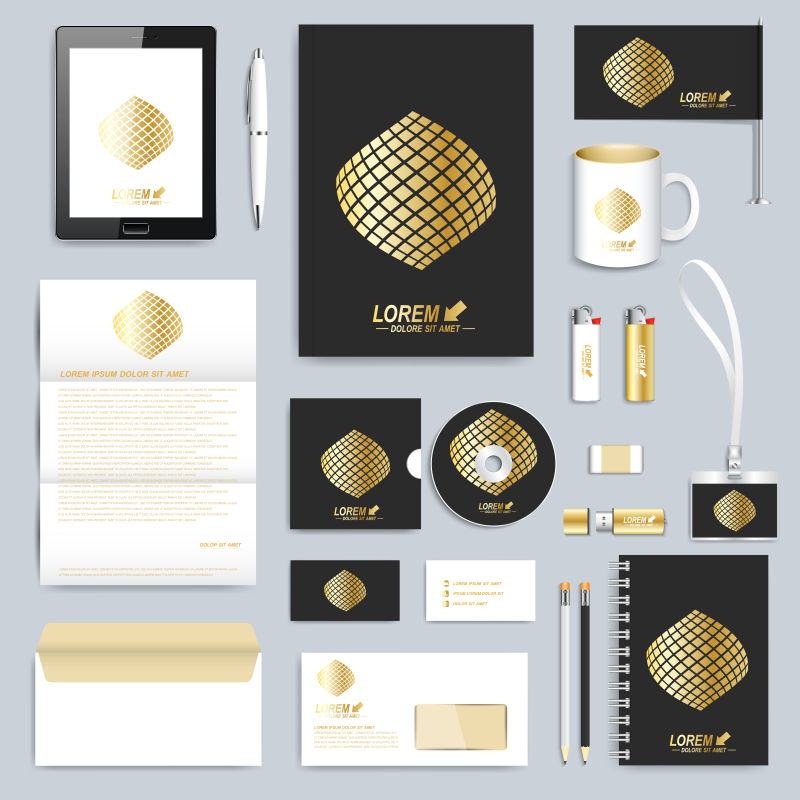 抽象矢量金色几何元素的企业宣传设计