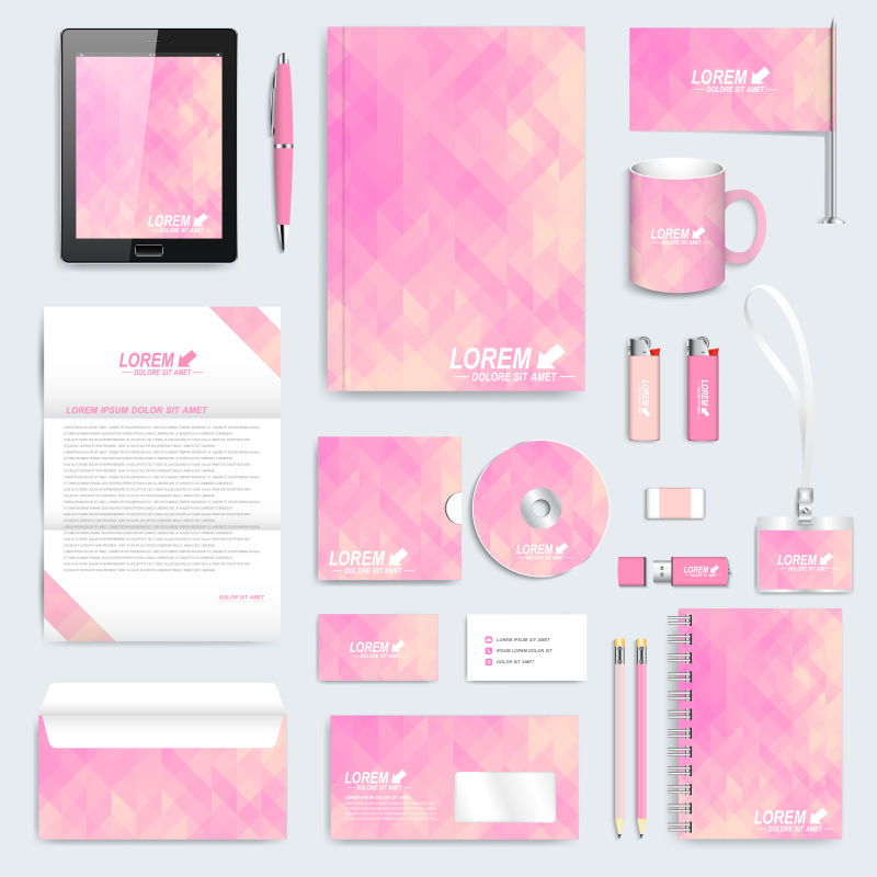 抽象矢量粉色几何风格的企业宣传设计