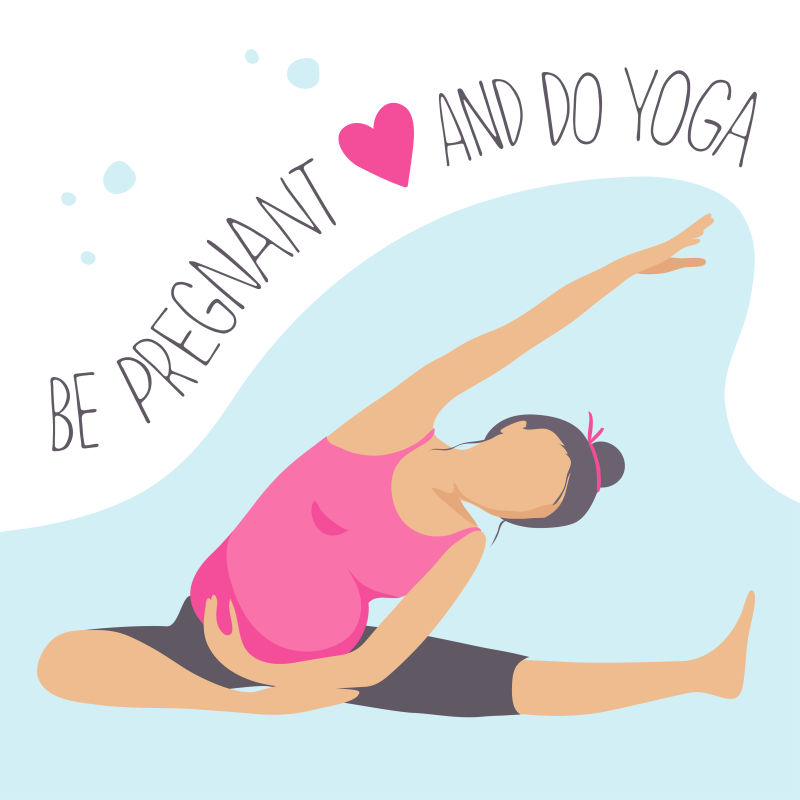 矢量的孕妇瑜伽创意插图