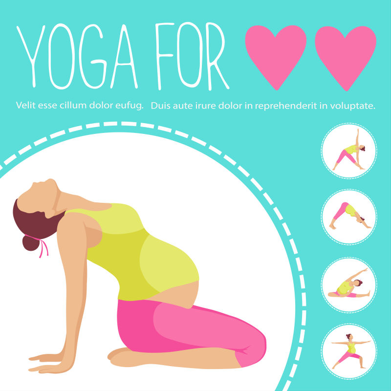 矢量的孕妇瑜伽体操插图