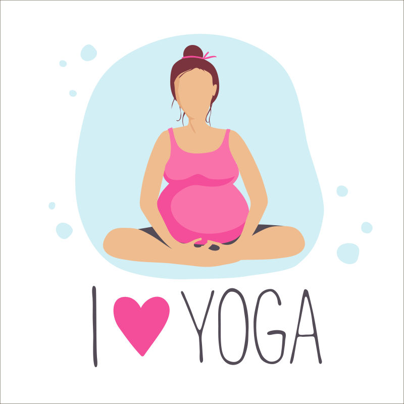 矢量的孕妇瑜伽插图