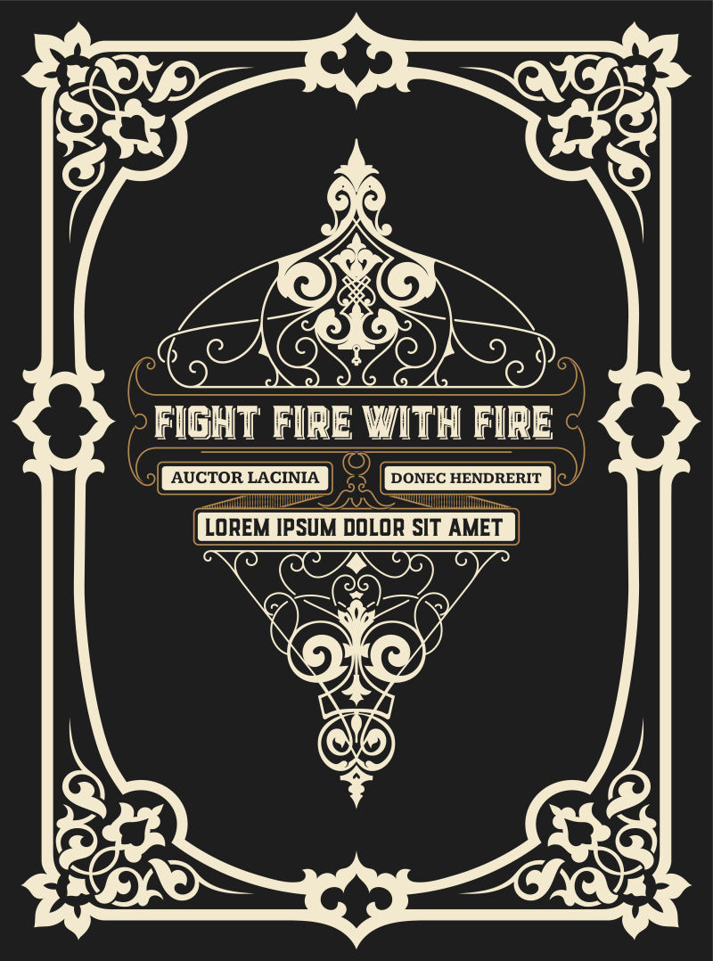 抽象矢量金色花纹装饰的威士忌标签设计