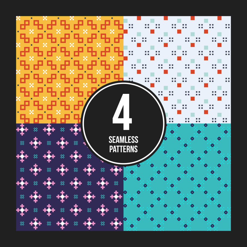 抽象矢量几何像素元素装饰无缝背景