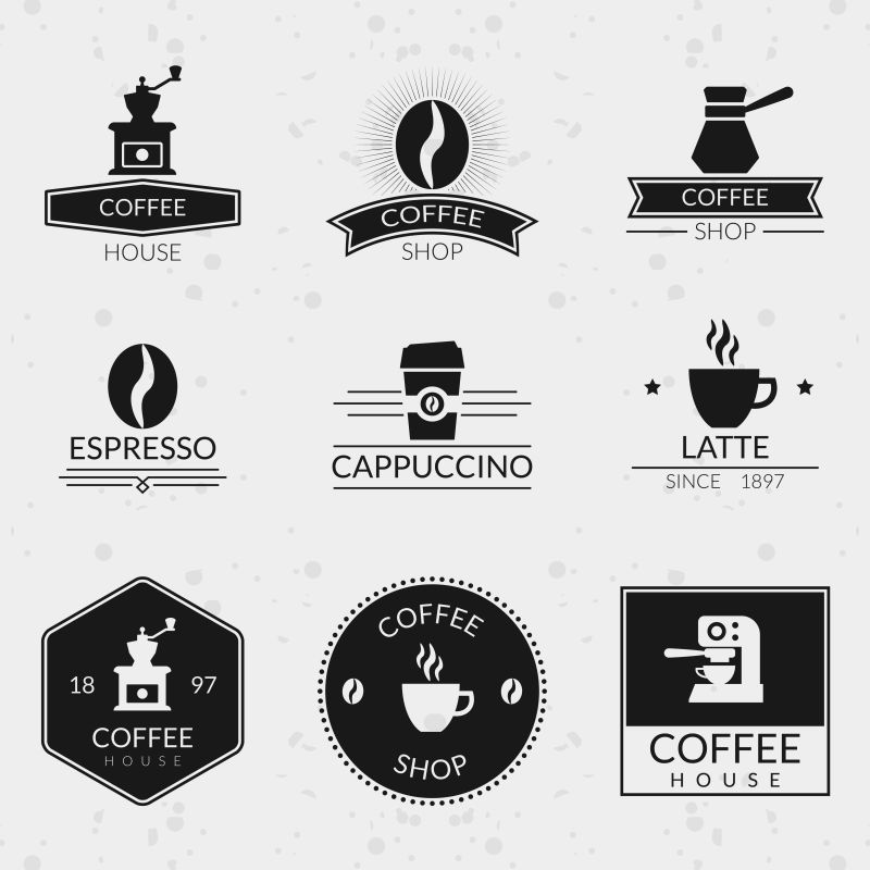 创意矢量咖啡元素的图标设计