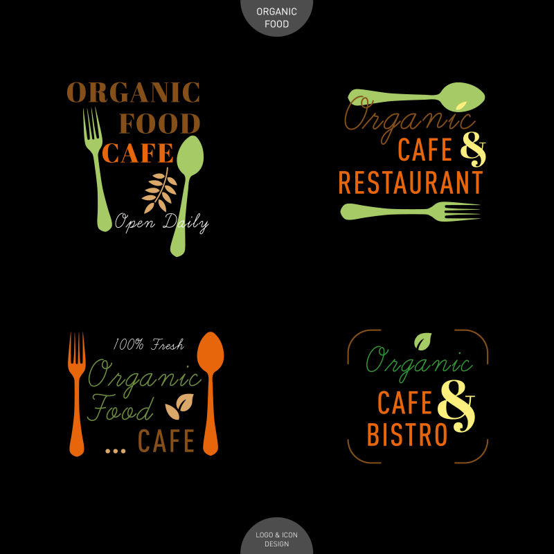 矢量彩色餐厅图标设计