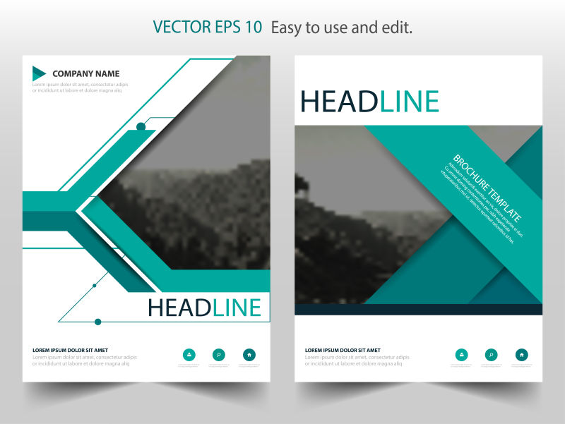 矢量绿色商业几何元素宣传单设计