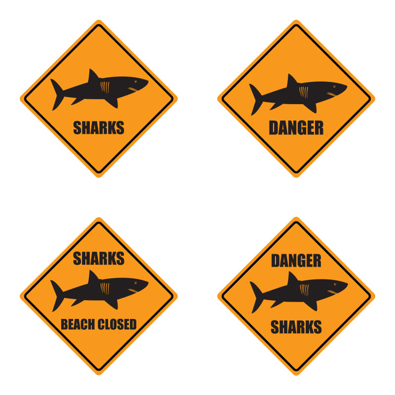 鲨鱼警告标志矢量设计