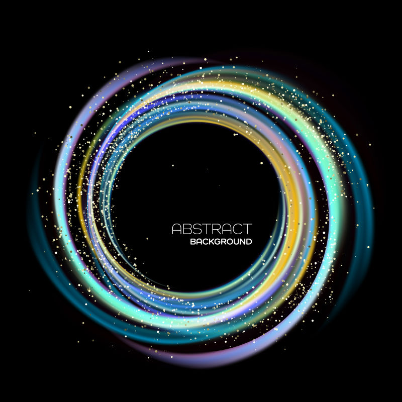 抽象矢量现代彩色夜光旋涡背景设计