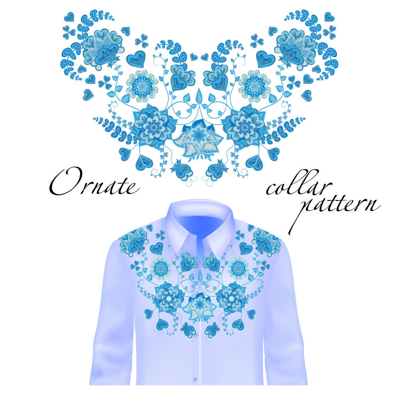 矢量衬衫刺绣图案设计