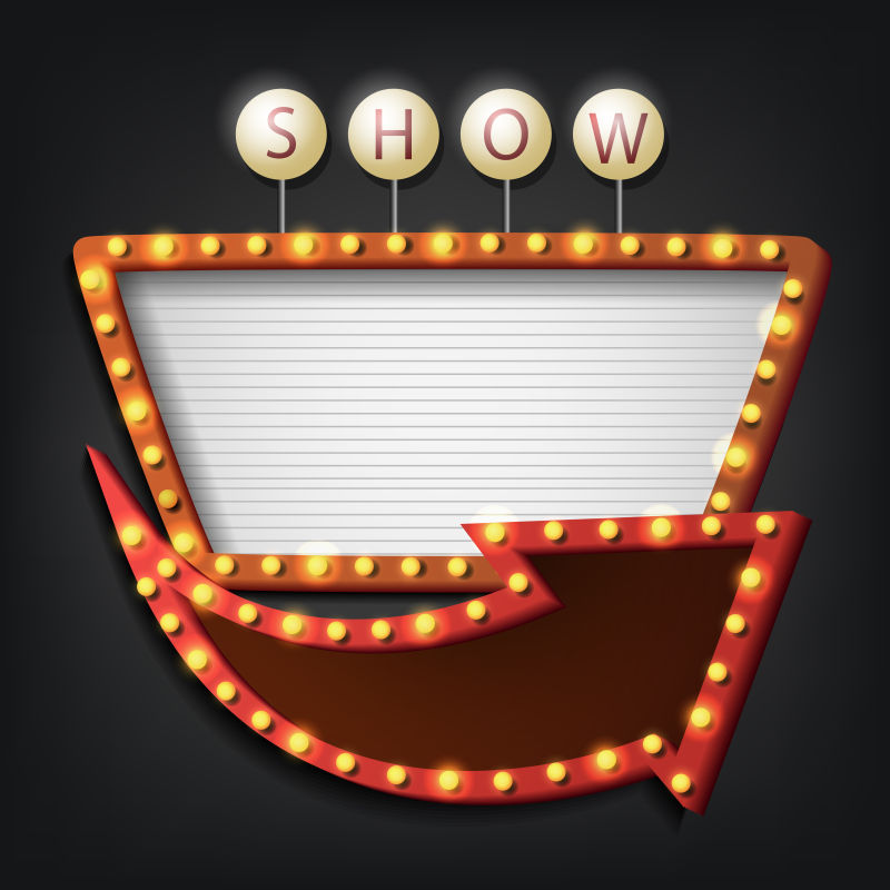 创意矢量复古霓虹灯剧院招牌设计