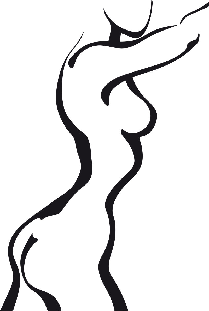 矢量女人躯干创意素描插图