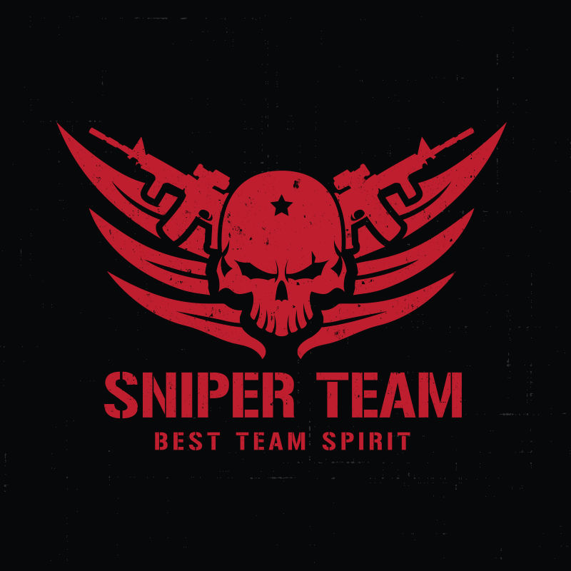 抽象矢量黑暗狙击队标志设计