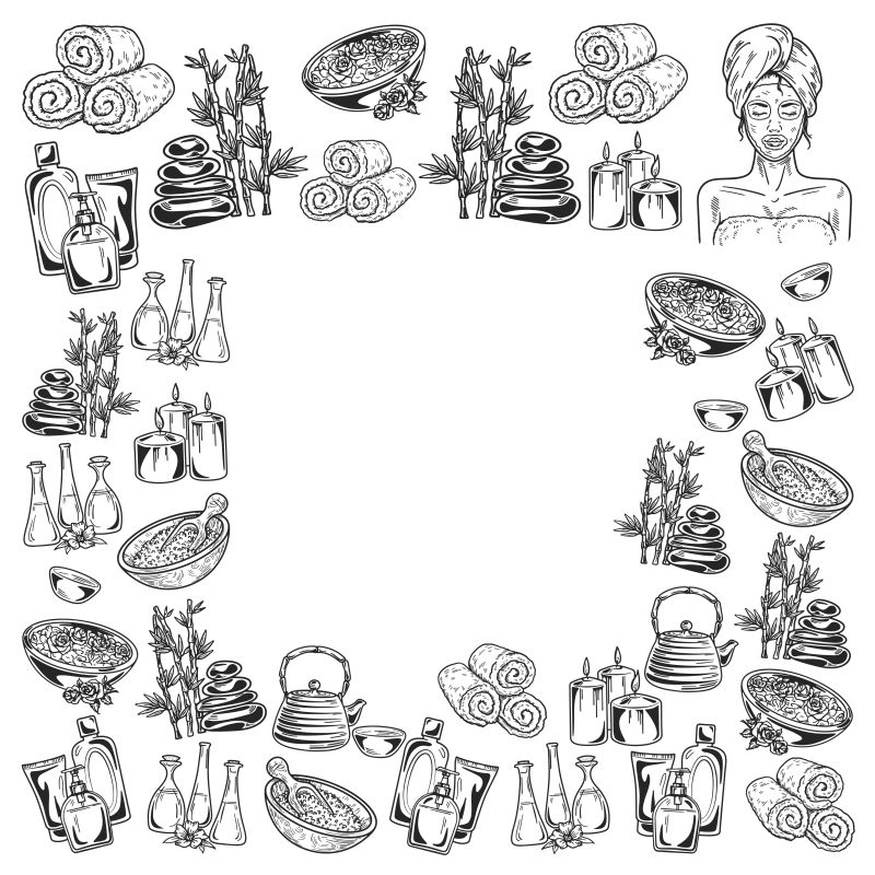 创意矢量水疗温泉产品设计插图