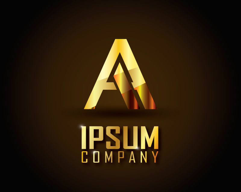 抽象矢量金色字母a的标志设计