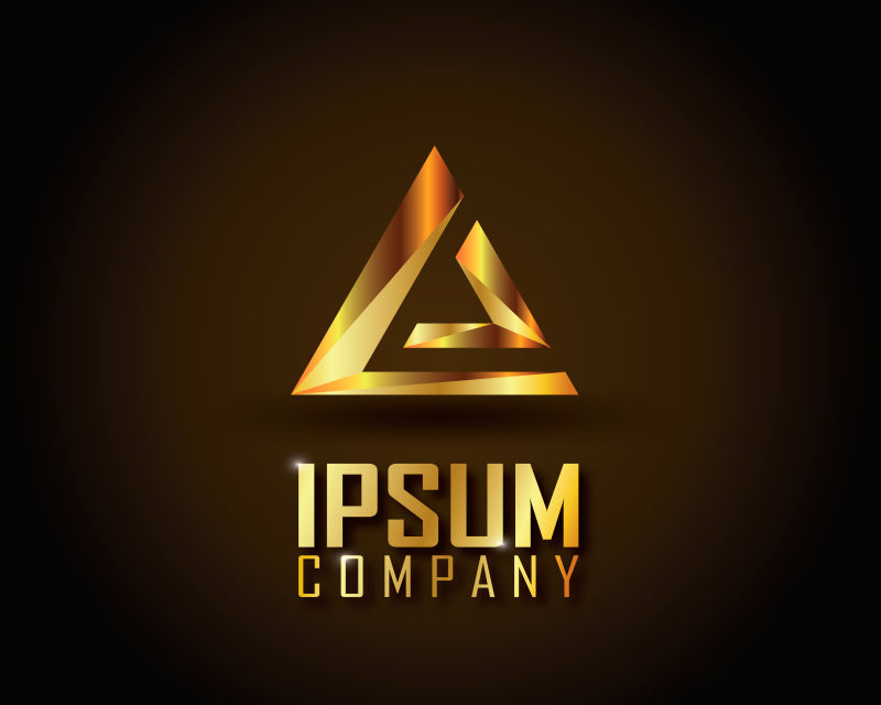 创意矢量现代金色三角标志设计