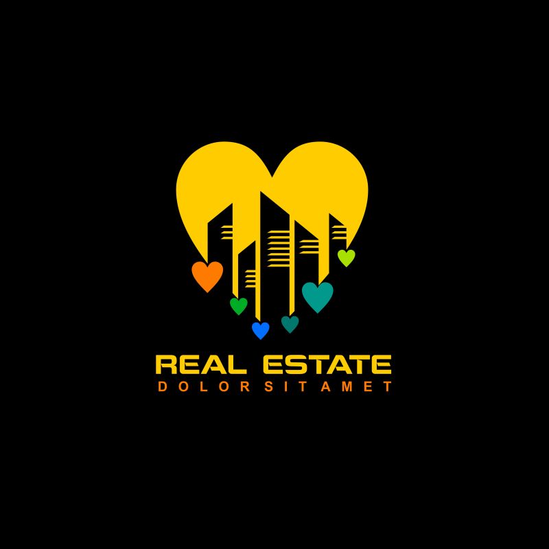 抽象矢量建筑元素的平面标志设计