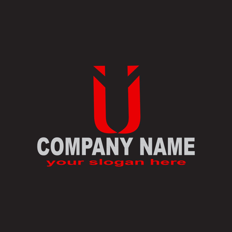 抽象矢量字母u的红色标志设计