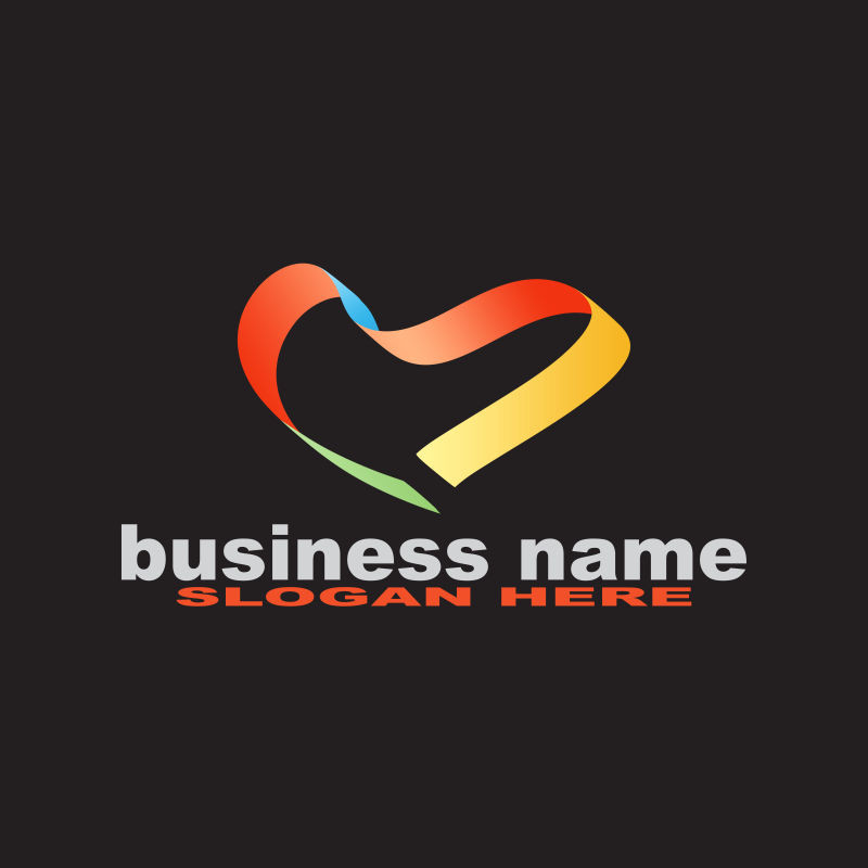 抽象矢量彩色飘带元素标志设计