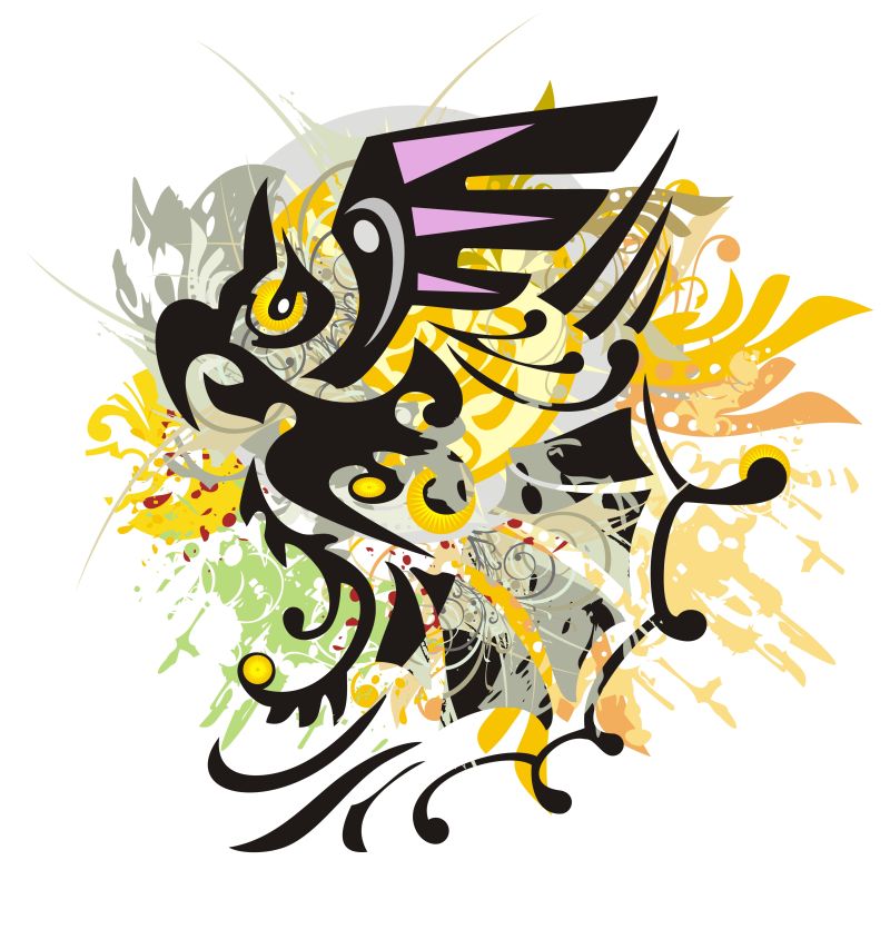 抽象矢量图腾风格的蝴蝶艺术插图