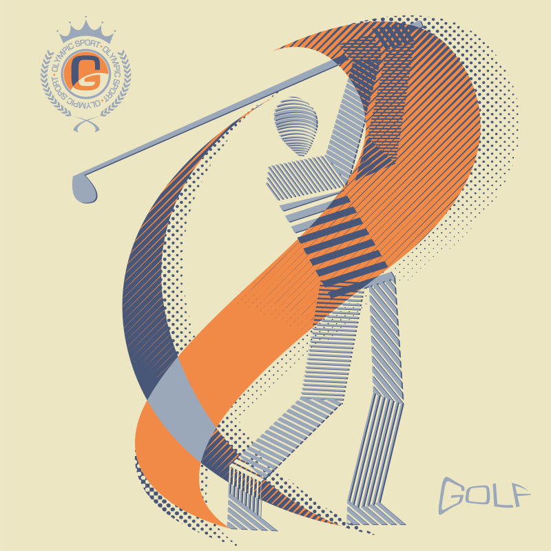 矢量抽象高尔夫的创意插图
