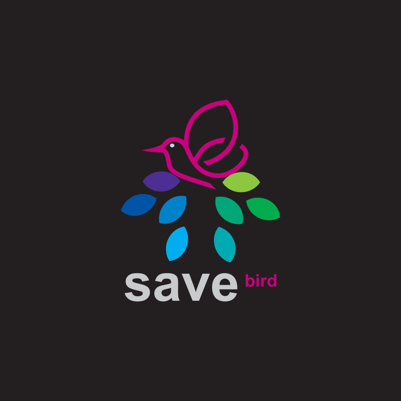 抽象矢量现代小鸟元素标志设计