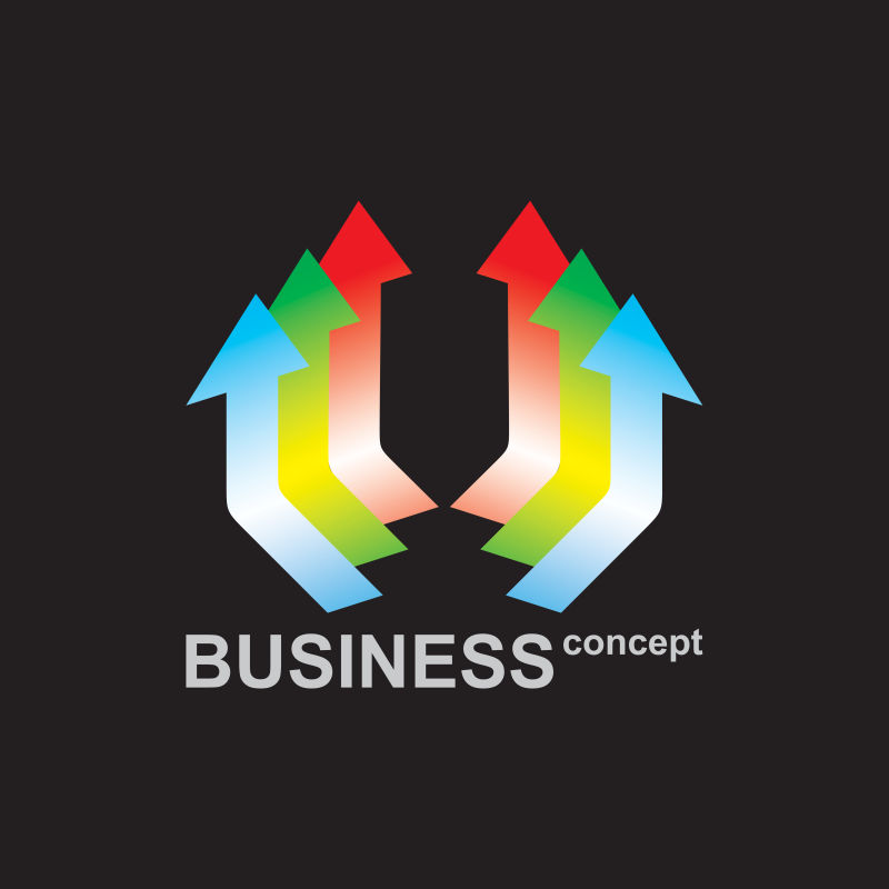 抽象矢量彩色箭头元素标志设计