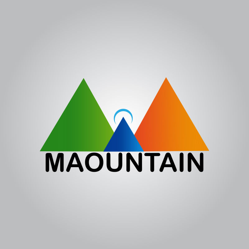 抽象矢量彩色山型标志设计