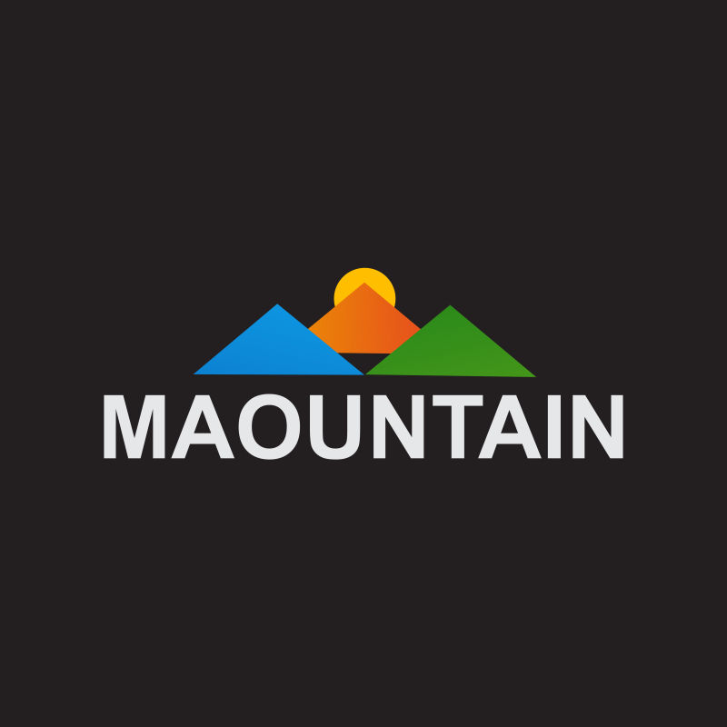 抽象矢量彩色几何山型标志设计