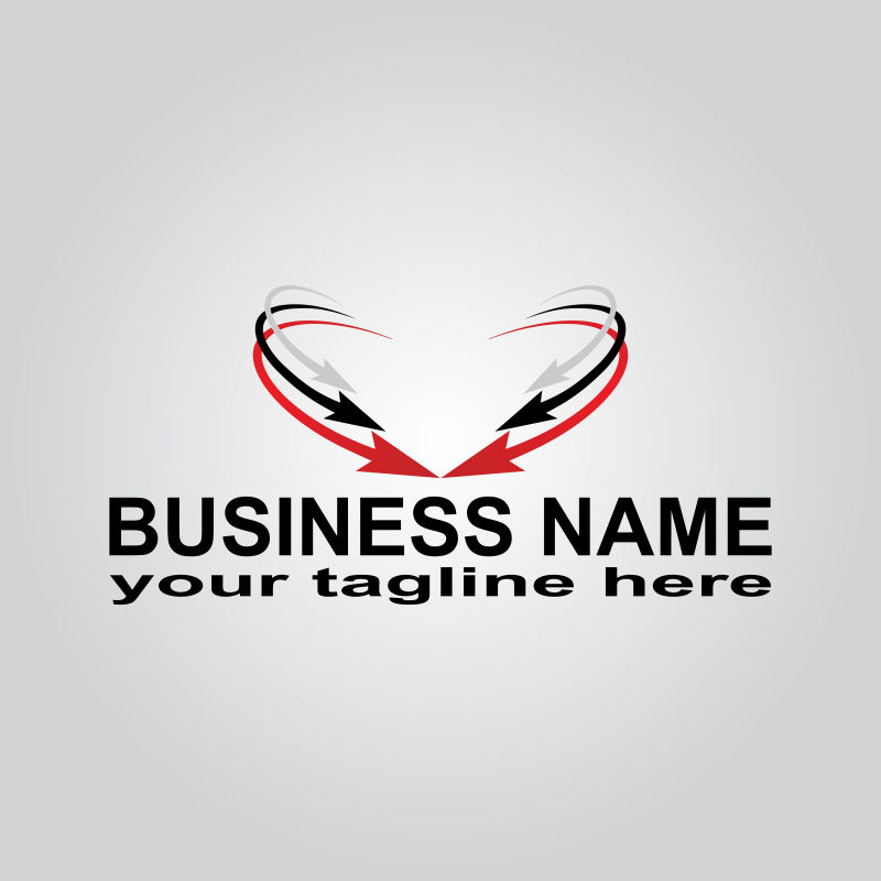 抽象矢量心形箭头元素的标志设计