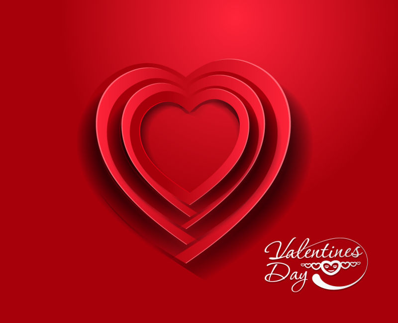 创意矢量纸艺风格的情人节贺卡设计