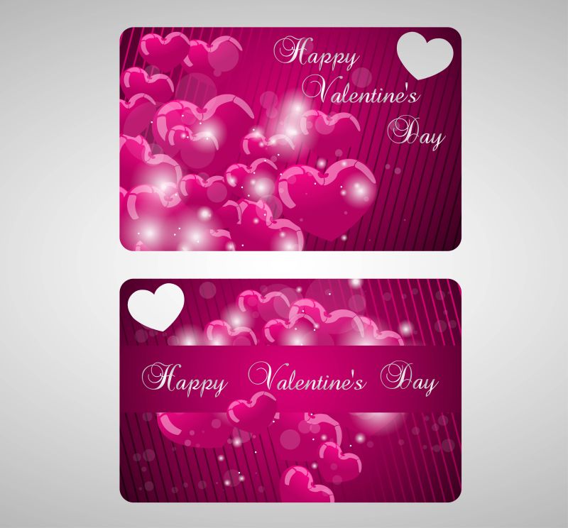 矢量情人节闪亮心卡片