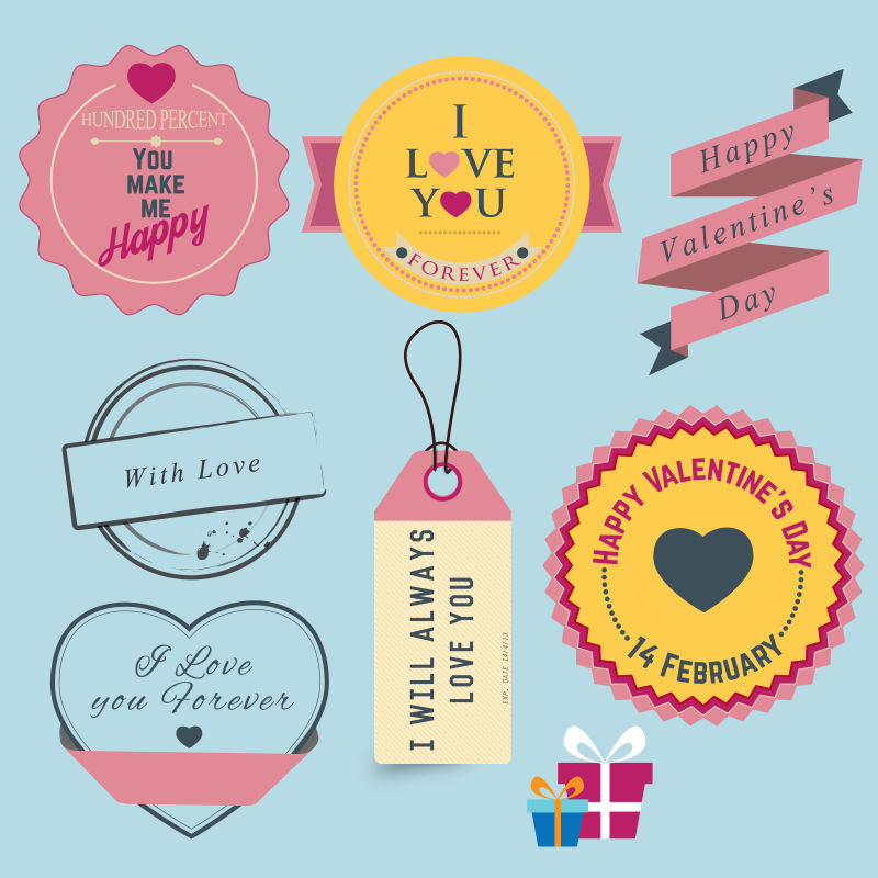 情人节复古标签矢量设计