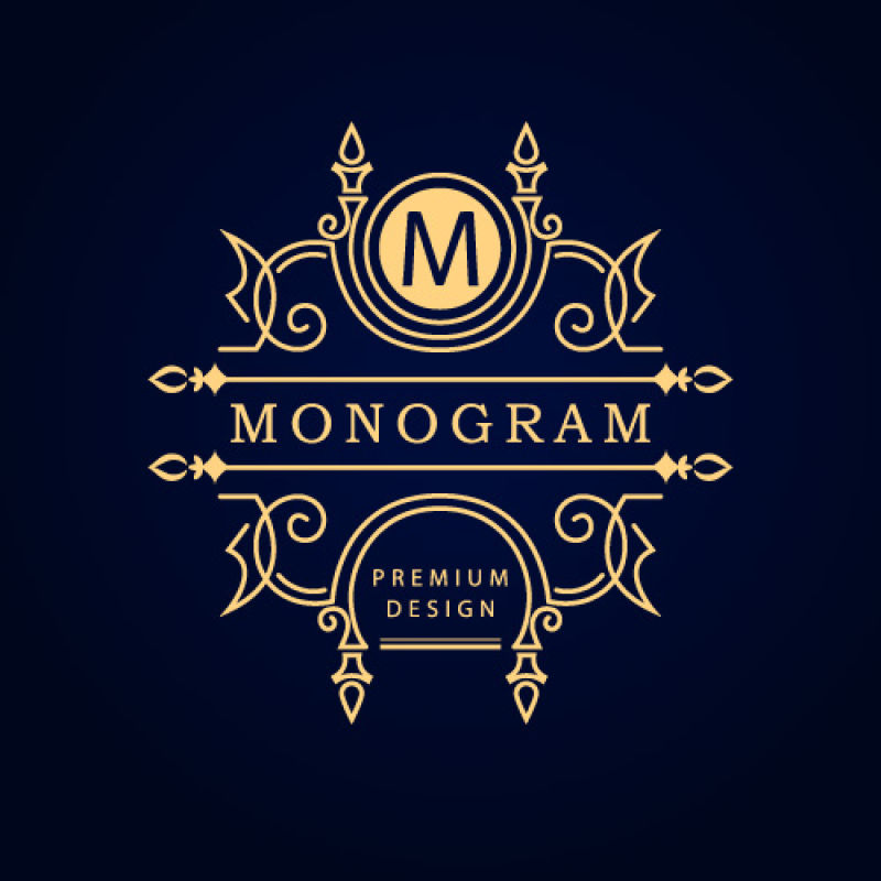 矢量金色装饰字母标志