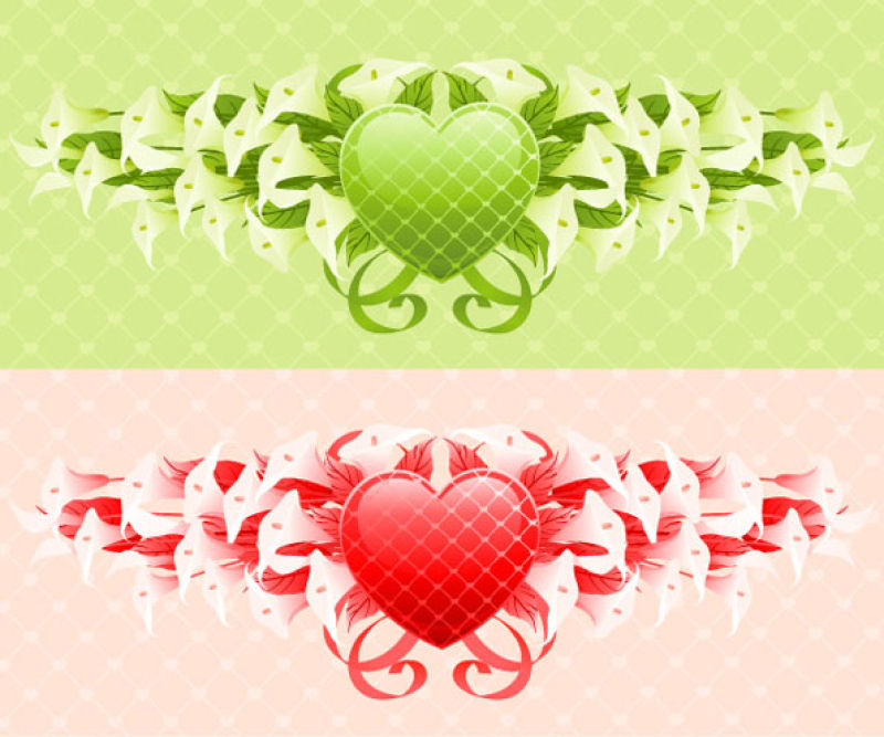 矢量的创意爱心横幅