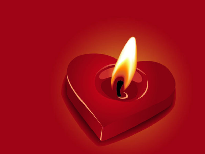 矢量的心形蜡烛