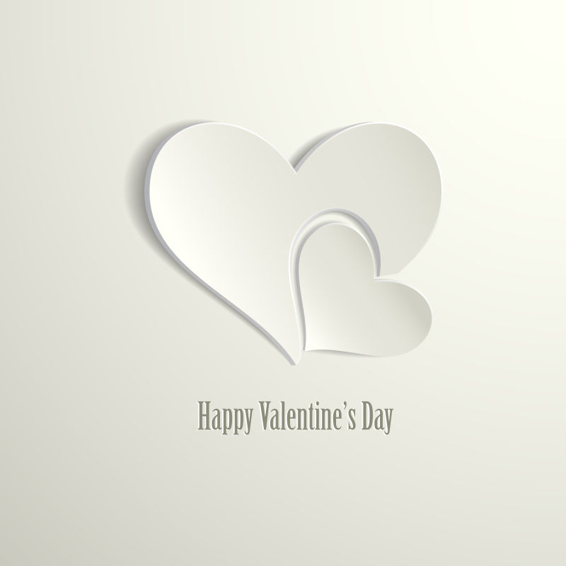 情人节的白色心形剪纸矢量设计