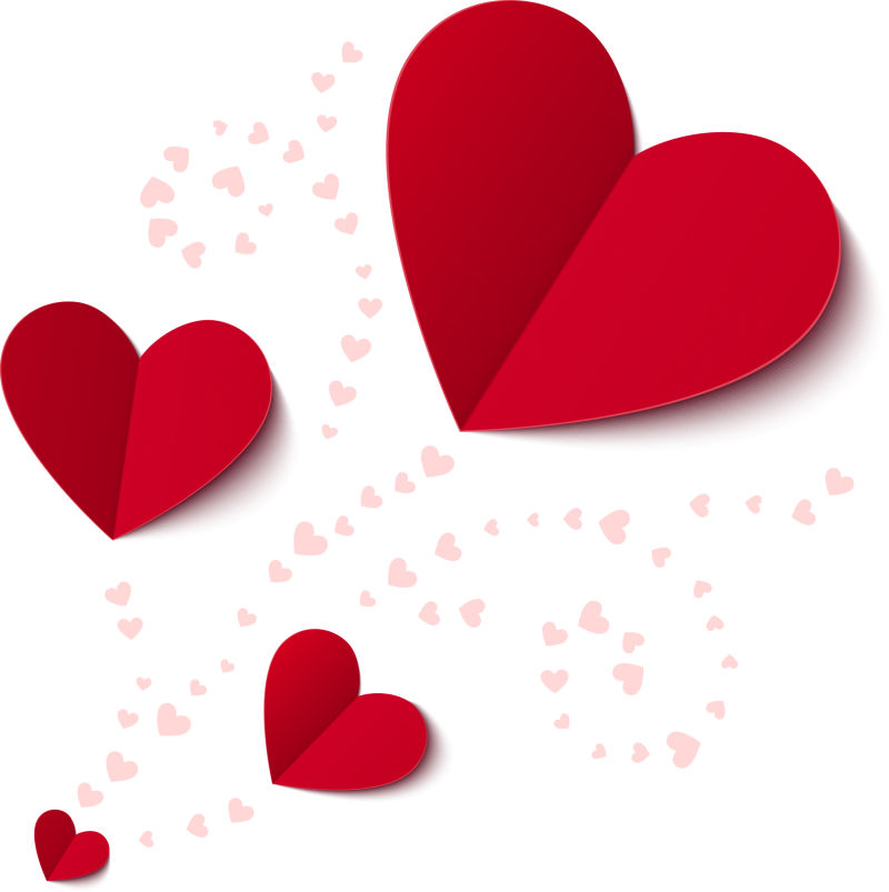 红色心形剪纸图案背景矢量设计
