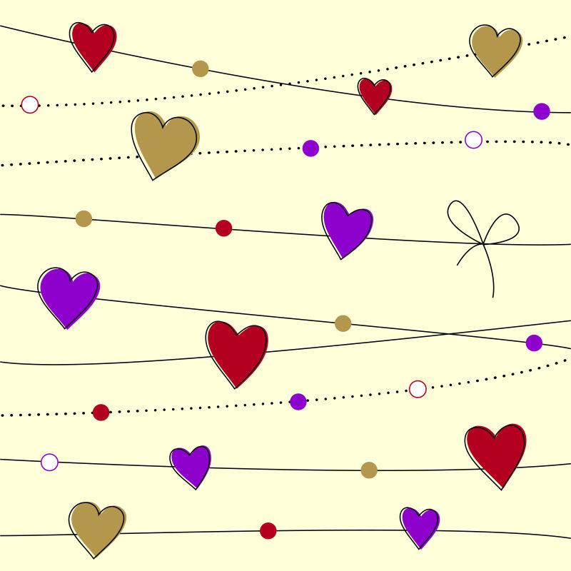 矢量丝带爱心装饰