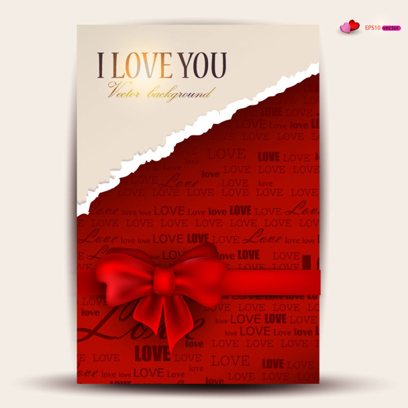 撕破的情人节贺卡矢量设计