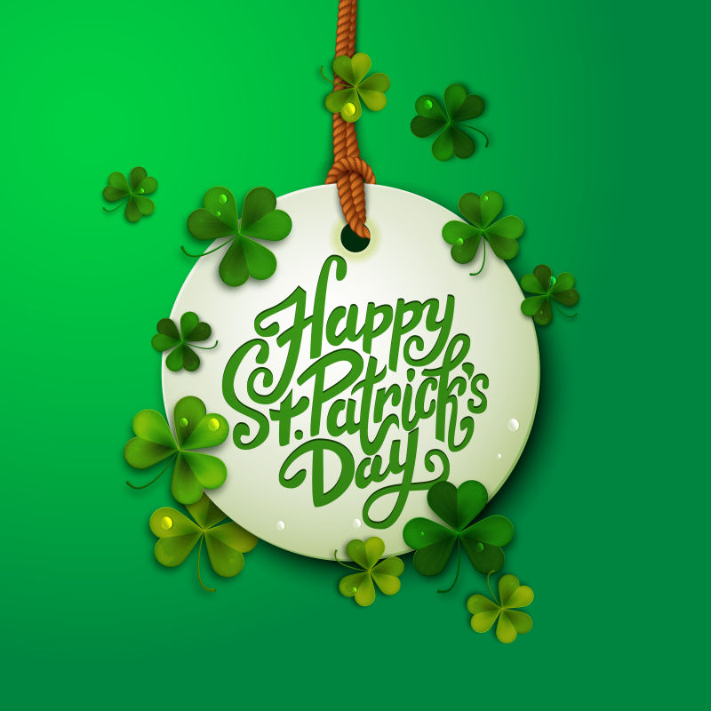 创意矢量三叶草装饰的圣帕特里克节背景