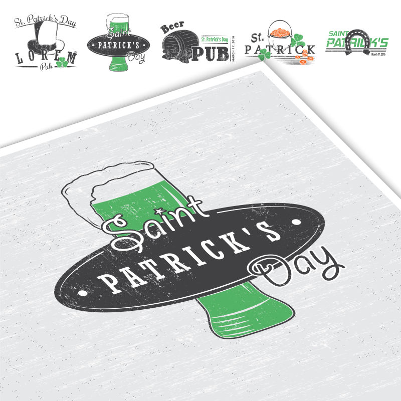 创意矢量圣帕特里克节主题的标志设计