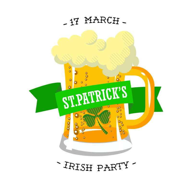 矢量啤酒元素的圣帕特里克节概念背景