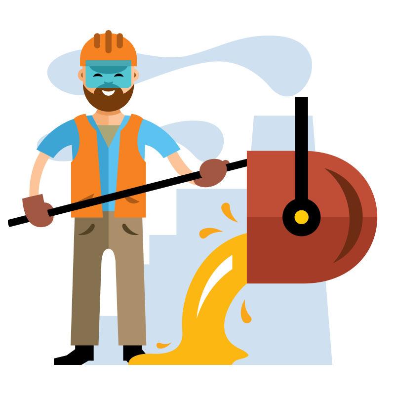 冶金学家浇铸熔融金属矢量