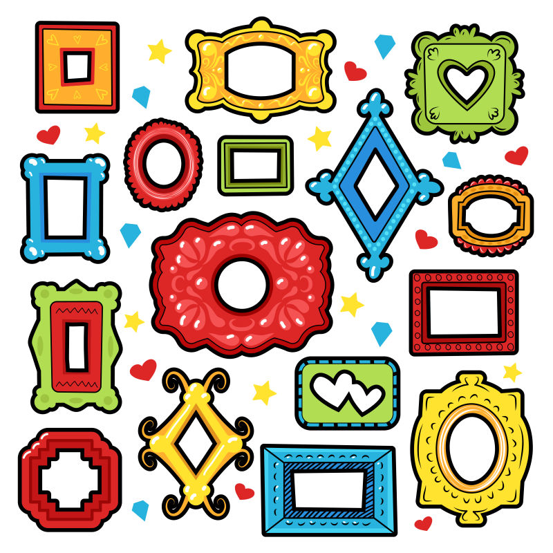 旧式框架装饰元素的贴纸